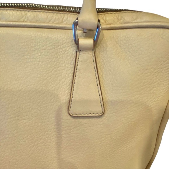 Prada cream leather shoulder bag briefcase laptop tote with side number lock - Picture 13 of 15
